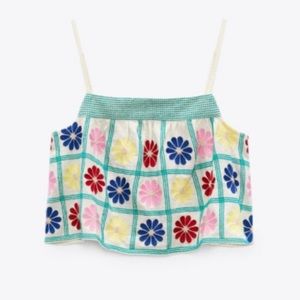 Zara Limited Edition Floral Embroidered Crop Top